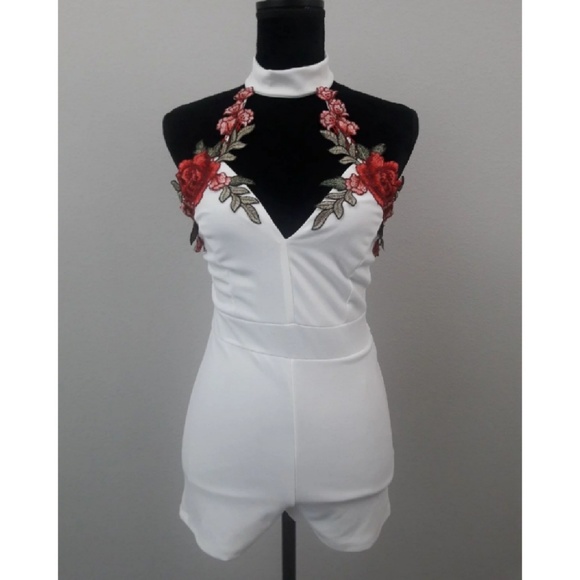 White Floral Romper - Picture 2 of 4